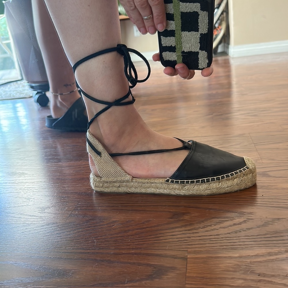Soludos Black Lace Up Espadrilles